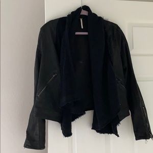 Free People Black Denim/Sweater Jacket